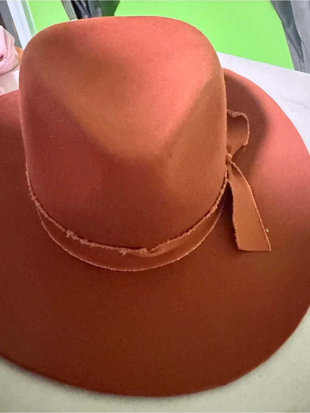 NWT Lulu Bloom Felt Wide-Brim Hat in Rust